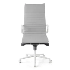 Sillón oficina Diseño Forli, estructura blanca, respaldo alto, ecopiel