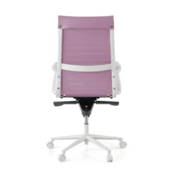 Sillón oficina Diseño Forli, estructura blanca, respaldo alto, ecopiel