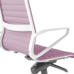 Sillón oficina Diseño Forli, estructura blanca, respaldo alto, ecopiel