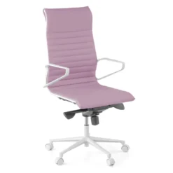 Sillón oficina Diseño Forli, estructura blanca, respaldo alto, ecopiel