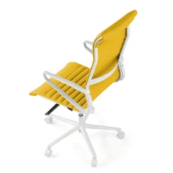 Sillón oficina Diseño Forli, estructura blanca, respaldo alto, ecopiel