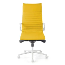 Sillón oficina Diseño Forli, estructura blanca, respaldo alto, ecopiel