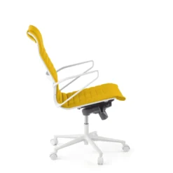 Sillón oficina Diseño Forli, estructura blanca, respaldo alto, ecopiel