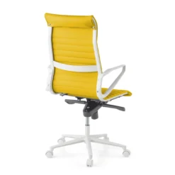Sillón oficina Diseño Forli, estructura blanca, respaldo alto, ecopiel