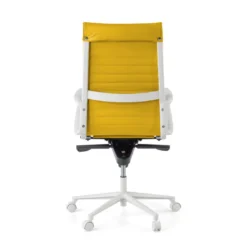 Sillón oficina Diseño Forli, estructura blanca, respaldo alto, ecopiel