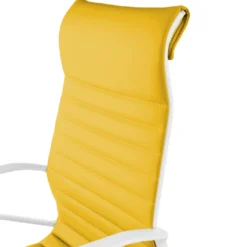 Sillón oficina Diseño Forli, estructura blanca, respaldo alto, ecopiel