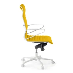 Sillón oficina Diseño Forli, estructura blanca, respaldo alto, ecopiel
