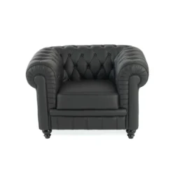 Sofa capitoné de recepción Chesterfield 1 plaza negro