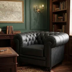 Sofa capitoné de recepción Chesterfield 1 plaza negro