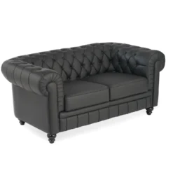 Sofa capitoné de recepción Chesterfield 2 plazas negro