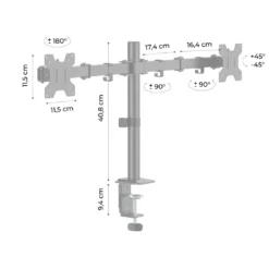 Soporte monitor columna doble, 2 pantallas