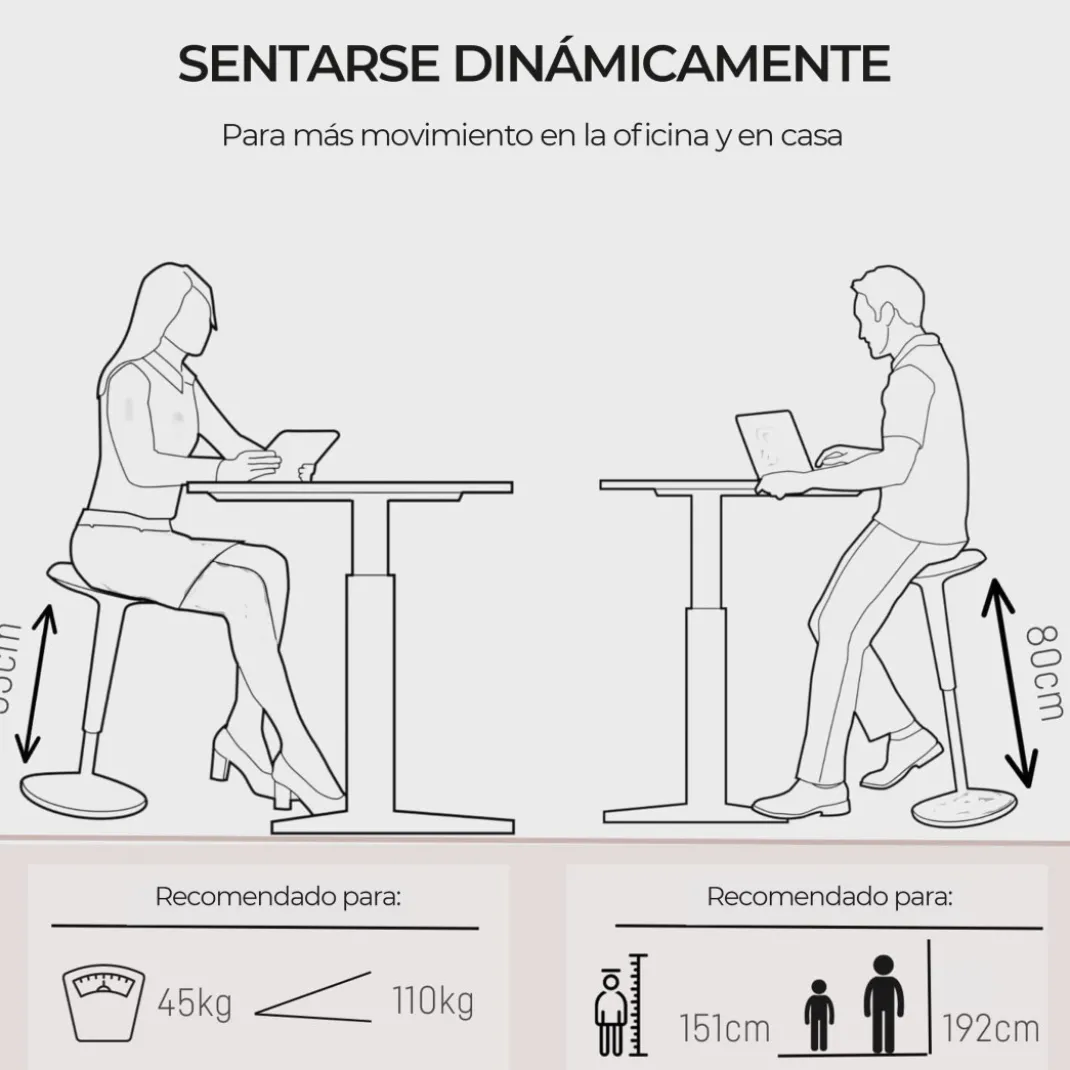 Taburete de oficina Ergonómico Ergostool, asiento dinámico