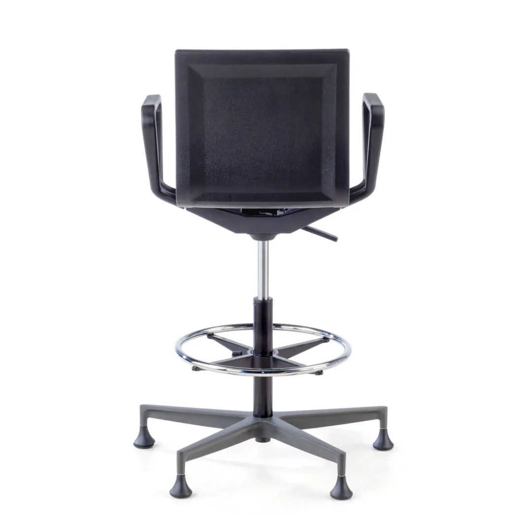 Taburete de trabajo con brazos Orbit, poliuretano rígido