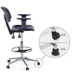 Taburete de trabajo con brazos Work 23, anilla reposapies