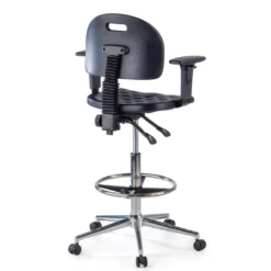 Taburete de trabajo con brazos Work 23, anilla reposapies