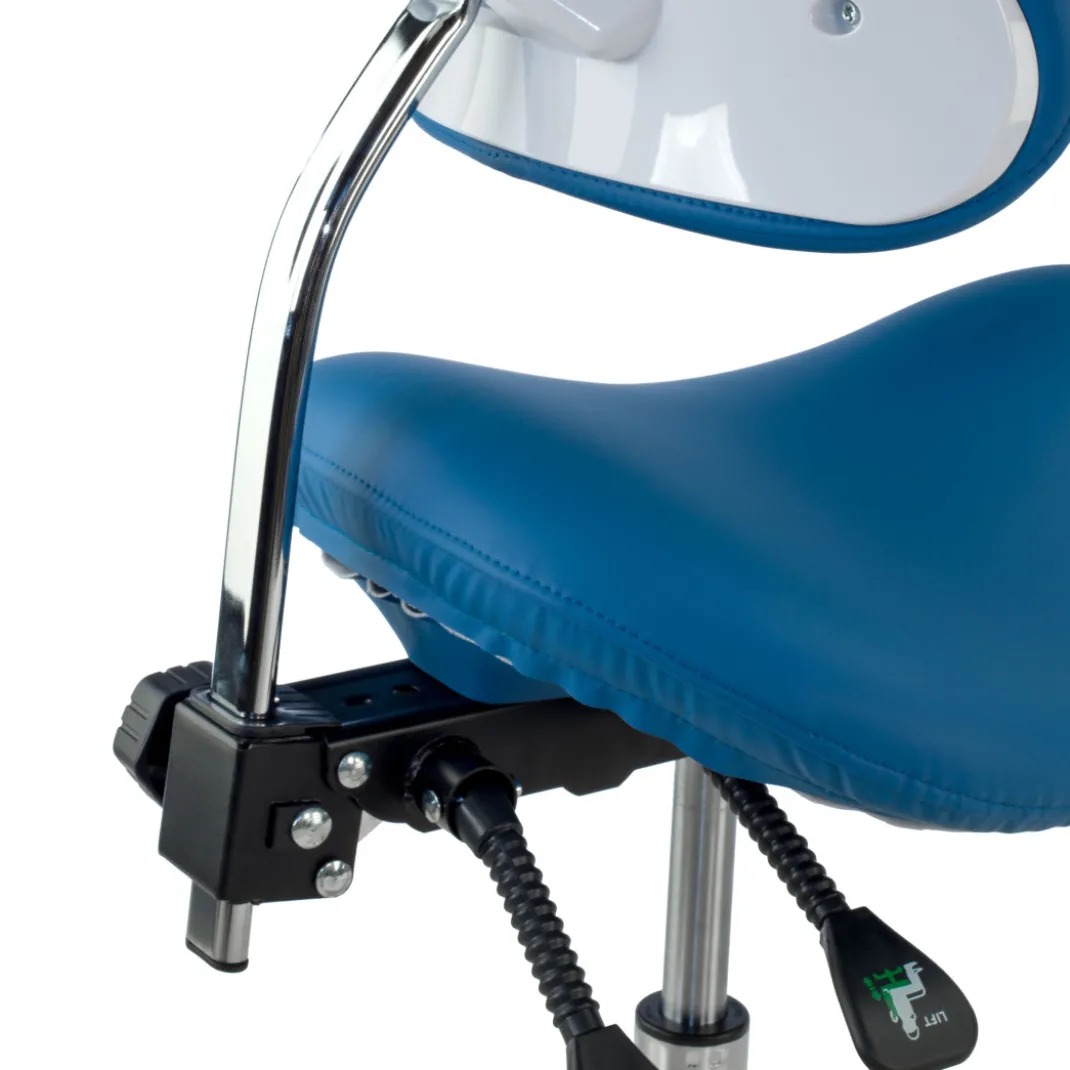 Taburete médico pony con asiento ergonómico y base de aluminio