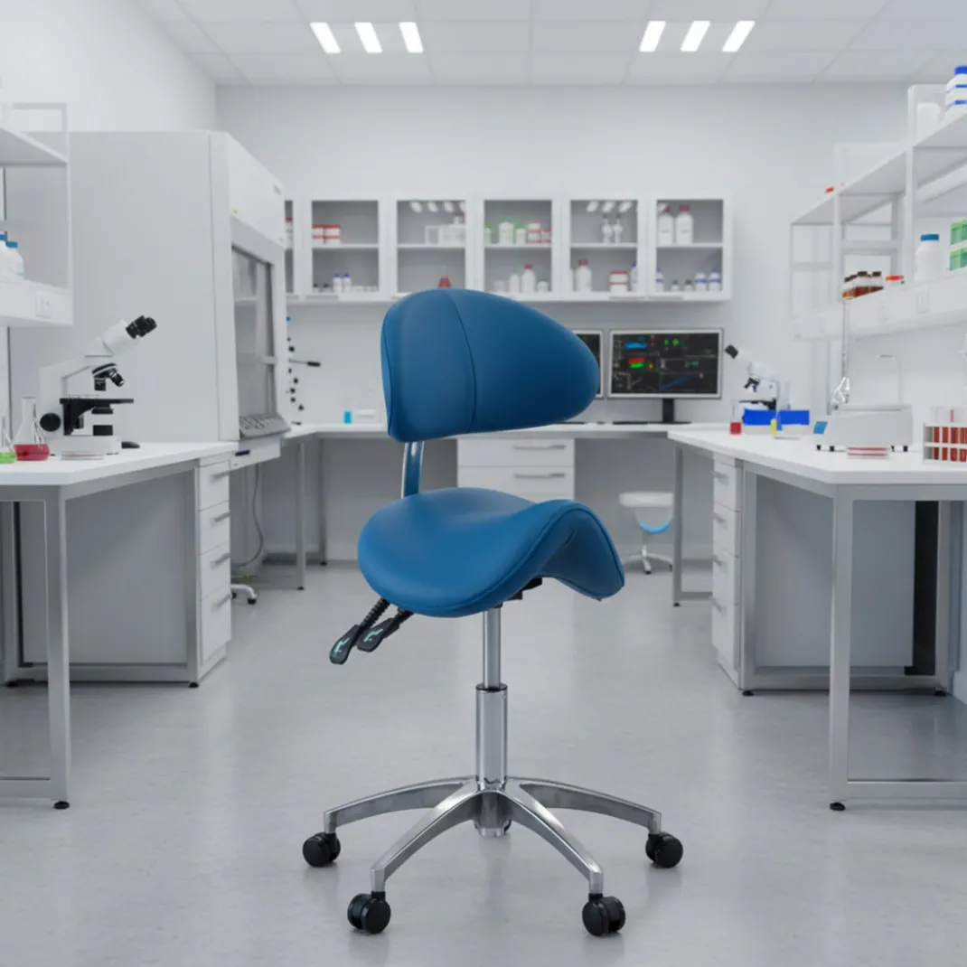 Taburete médico pony con asiento ergonómico y base de aluminio
