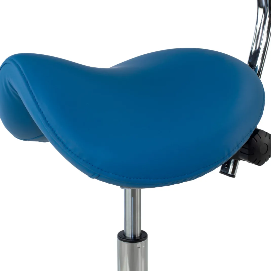 Taburete médico pony con asiento ergonómico y base de aluminio