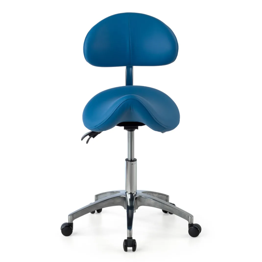 Taburete médico pony con asiento ergonómico y base de aluminio