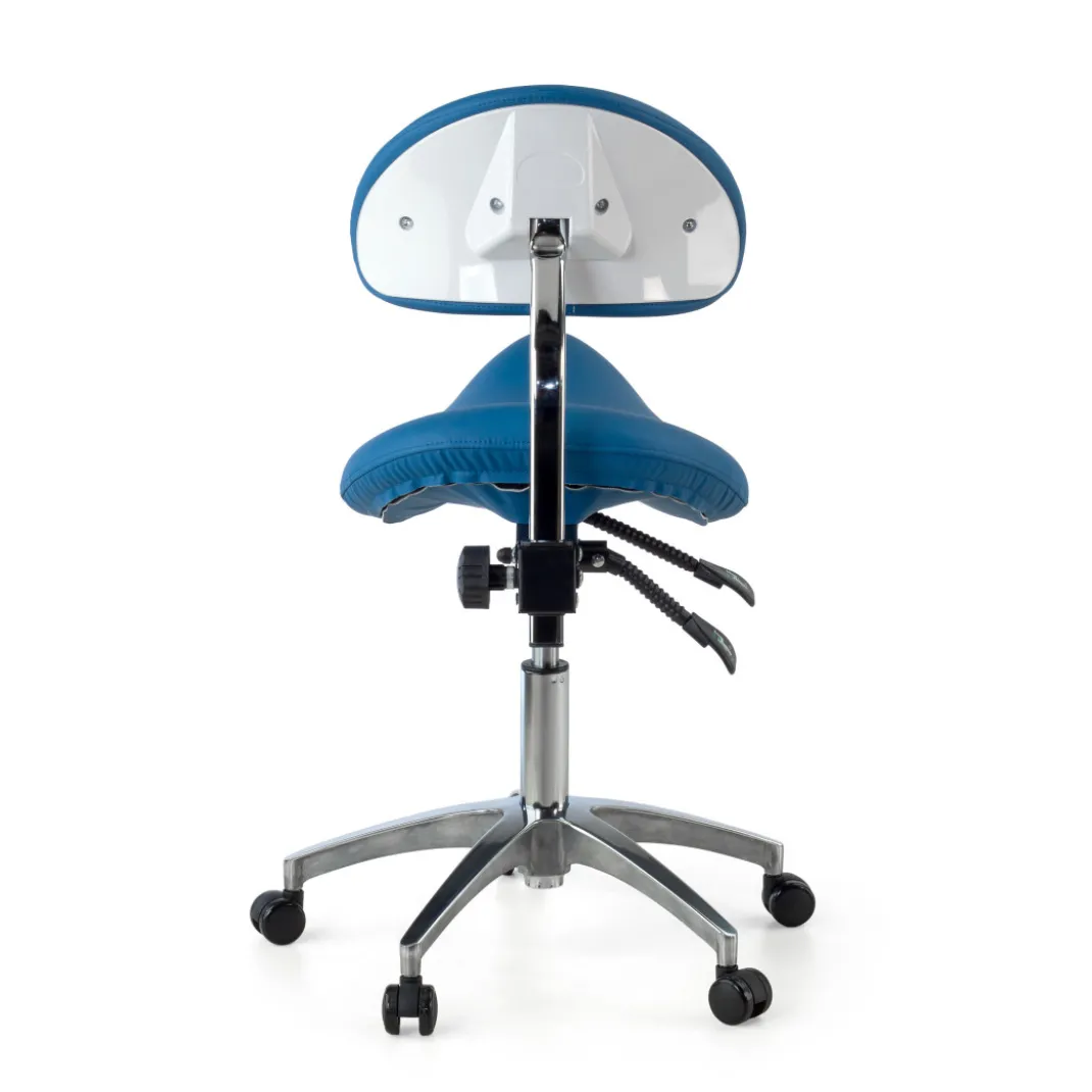 Taburete médico pony con asiento ergonómico y base de aluminio