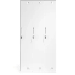 Taquilla de vestuario Strong 3 puertas 185x92cm, estructura blanca