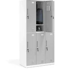 Taquilla de vestuario Strong 6 puertas 185x92cm, estructura blanca