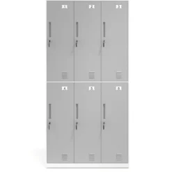 Taquilla de vestuario Strong 6 puertas 185x92cm, estructura blanca